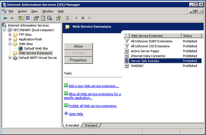 Iis web server extensions - nohsara