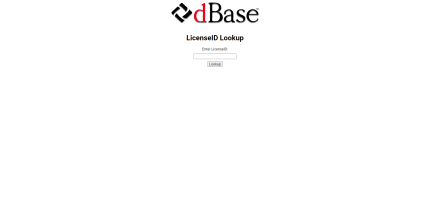 dBASE LicenseID Lookup Page
